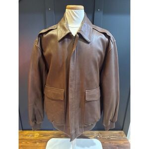 Classic Brown Leather Bomber Jacket for Men Aviation Style Outerwear